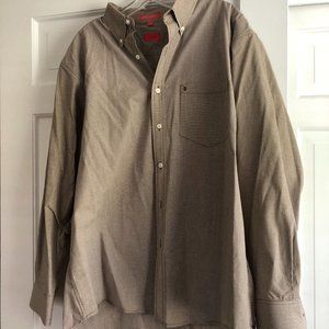 brown striped long sleeve dress shirt